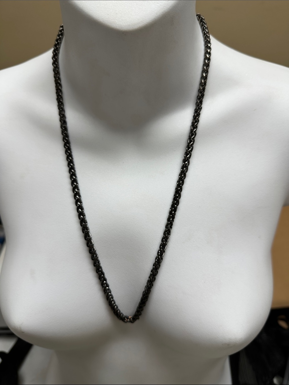 ##124, Guess by Marciano Black Braided Rope Necklace